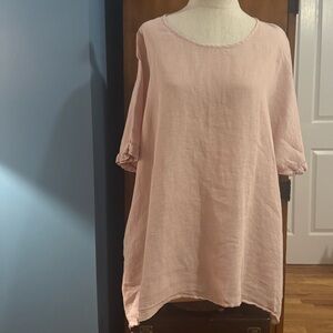 Elegant Linen Blush tunic top